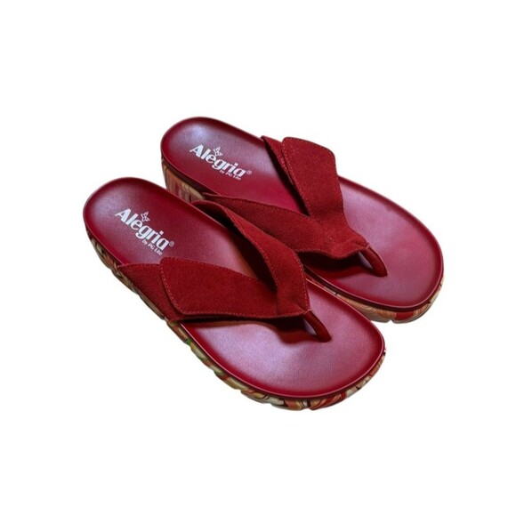 Alegria Astara Sandals Women's Size EU 39 US 9 Red Suede Platform Thong AST-172 - Picture 1 of 8